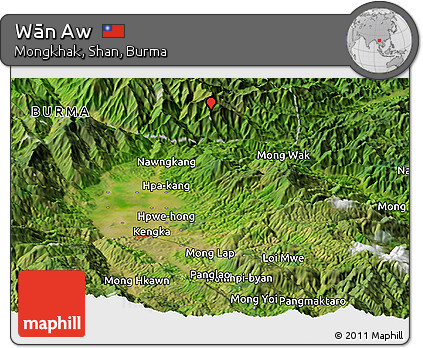 Satellite Panoramic Map of Wān Aw