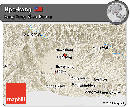Shaded Relief Panoramic Map of Hpa-kang