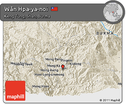 Shaded Relief Panoramic Map of Wān Hpa-ya-noi
