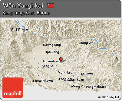 Shaded Relief Panoramic Map of Wān Yanghkai
