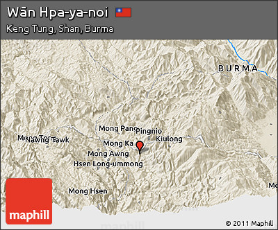 Shaded Relief Panoramic Map of Wān Hpa-ya-noi