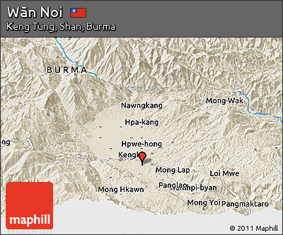 Shaded Relief Panoramic Map of Wān Noi