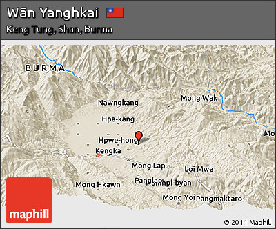 Shaded Relief Panoramic Map of Wān Yanghkai