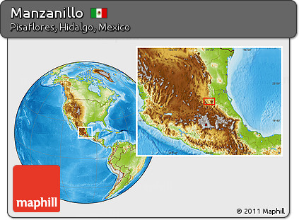 Physical Location Map of Manzanillo