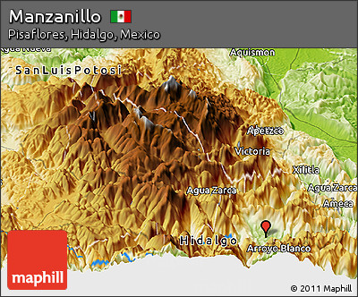 Physical Panoramic Map of Manzanillo