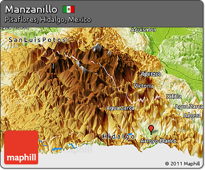 Physical Panoramic Map of Manzanillo