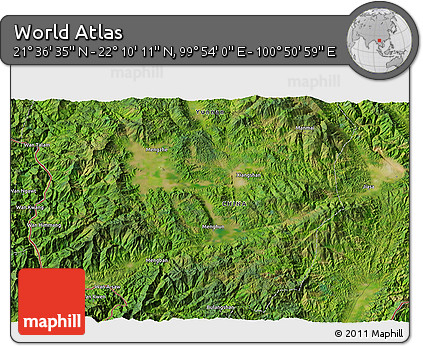 Satellite 3D Map of the Area around 21° 53' 23" N, 100° 22' 30" E
