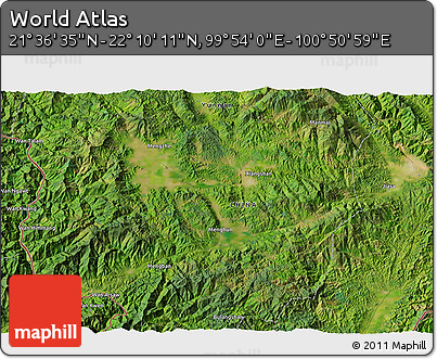 Satellite 3D Map of the Area around 21° 53' 23" N, 100° 22' 30" E