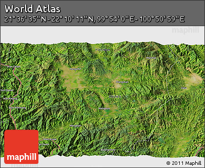 Satellite 3D Map of the Area around 21° 53' 23" N, 100° 22' 30" E