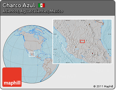 Gray Location Map of Charco Azul, hill shading
