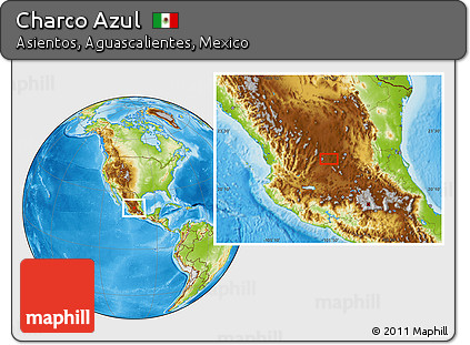 Physical Location Map of Charco Azul