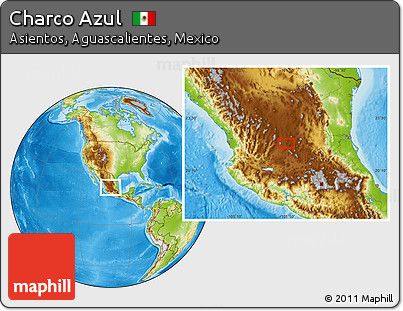 Physical Location Map of Charco Azul