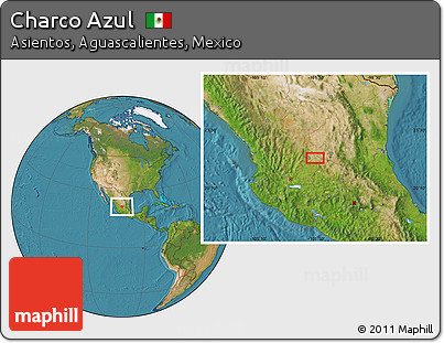 Satellite Location Map of Charco Azul