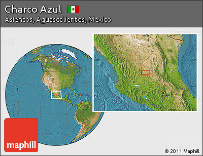 Satellite Location Map of Charco Azul