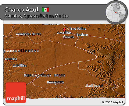 Physical Panoramic Map of Charco Azul