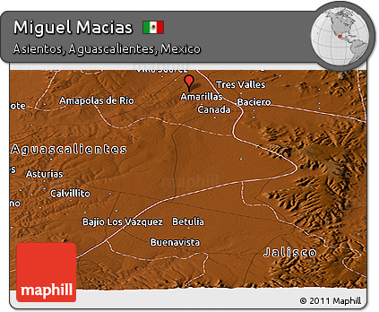 Physical Panoramic Map of Miguel Macias