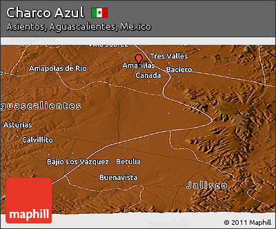 Physical Panoramic Map of Charco Azul