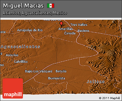 Physical Panoramic Map of Miguel Macias