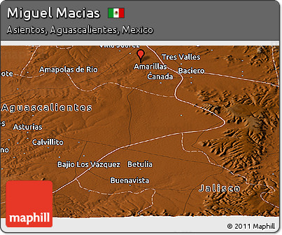 Physical Panoramic Map of Miguel Macias
