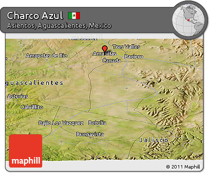 Satellite Panoramic Map of Charco Azul