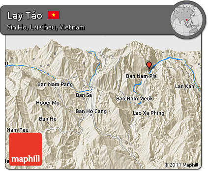 Shaded Relief 3D Map of Lay Táo