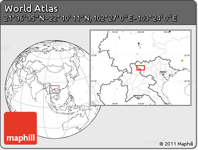 Blank Location Map of the Area around 21° 53' 23" N, 102° 55' 30" E