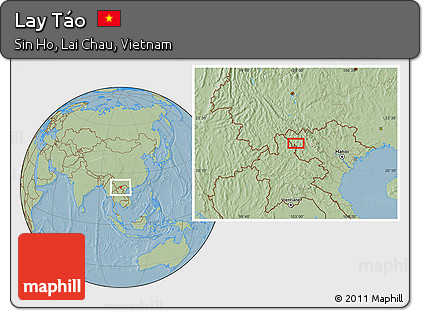 Savanna Style Location Map of Lay Táo, hill shading