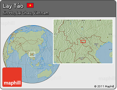 Savanna Style Location Map of Lay Táo, hill shading