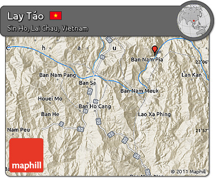 Shaded Relief Map of Lay Táo