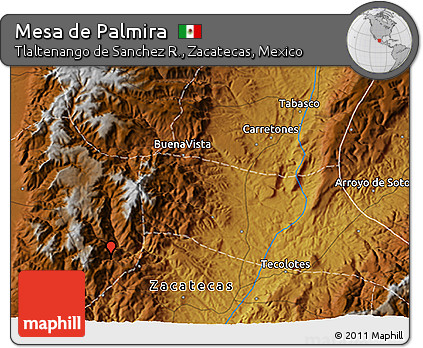 Physical 3D Map of Mesa De Palmira