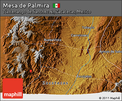 Physical 3D Map of Mesa De Palmira