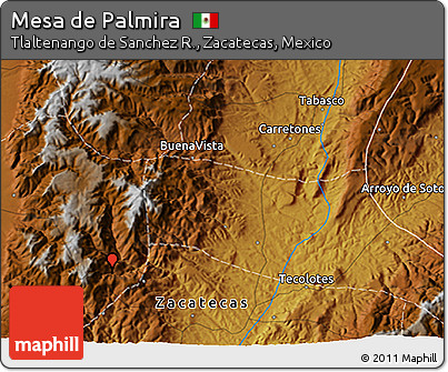 Physical 3D Map of Mesa De Palmira
