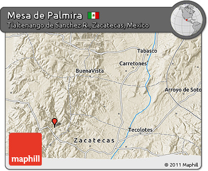Shaded Relief 3D Map of Mesa De Palmira
