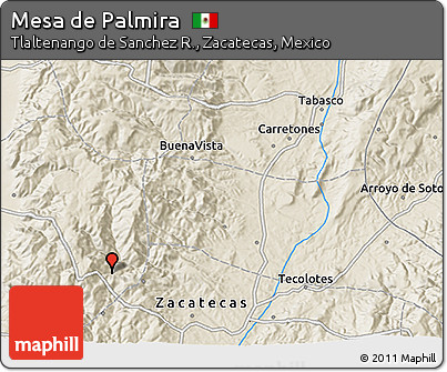 Shaded Relief 3D Map of Mesa De Palmira