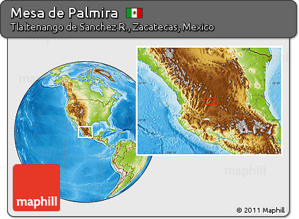 Physical Location Map of Mesa De Palmira