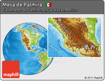 Physical Location Map of Mesa De Palmira