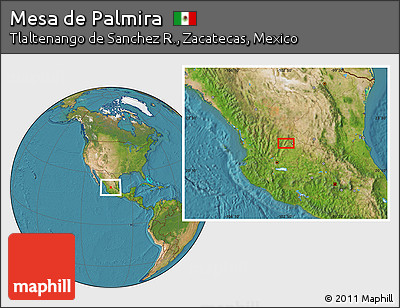 Satellite Location Map of Mesa De Palmira