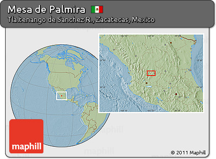 Savanna Style Location Map of Mesa De Palmira, hill shading