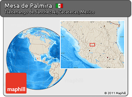 Shaded Relief Location Map of Mesa De Palmira
