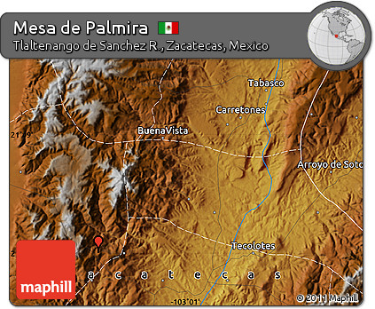 Physical Map of Mesa De Palmira