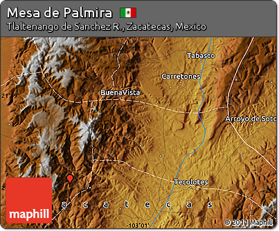 Physical Map of Mesa De Palmira