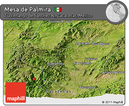 Satellite Panoramic Map of Mesa De Palmira