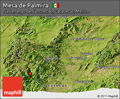 Satellite Panoramic Map of Mesa De Palmira