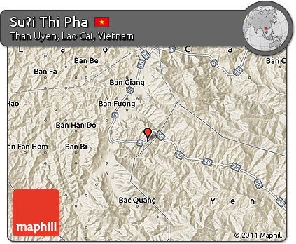 Shaded Relief Map of Suối Thi Pha