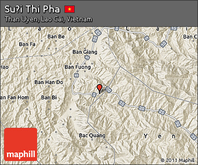 Shaded Relief Map of Suối Thi Pha