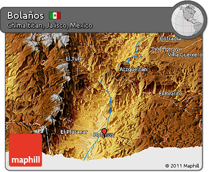 Physical Panoramic Map of Bolaños