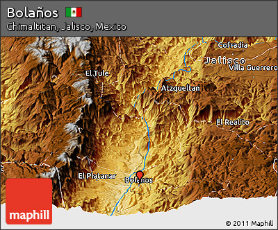 Physical Panoramic Map of Bolaños