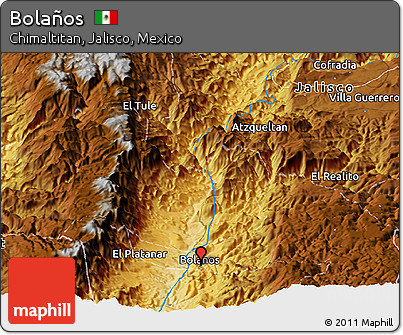 Physical Panoramic Map of Bolaños