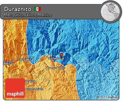 Political 3D Map of Duraznito