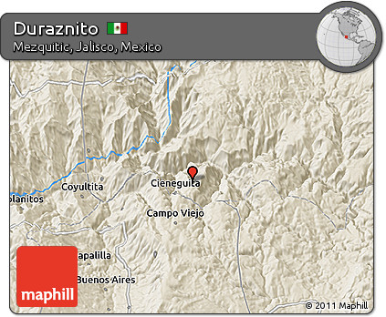 Shaded Relief 3D Map of Duraznito